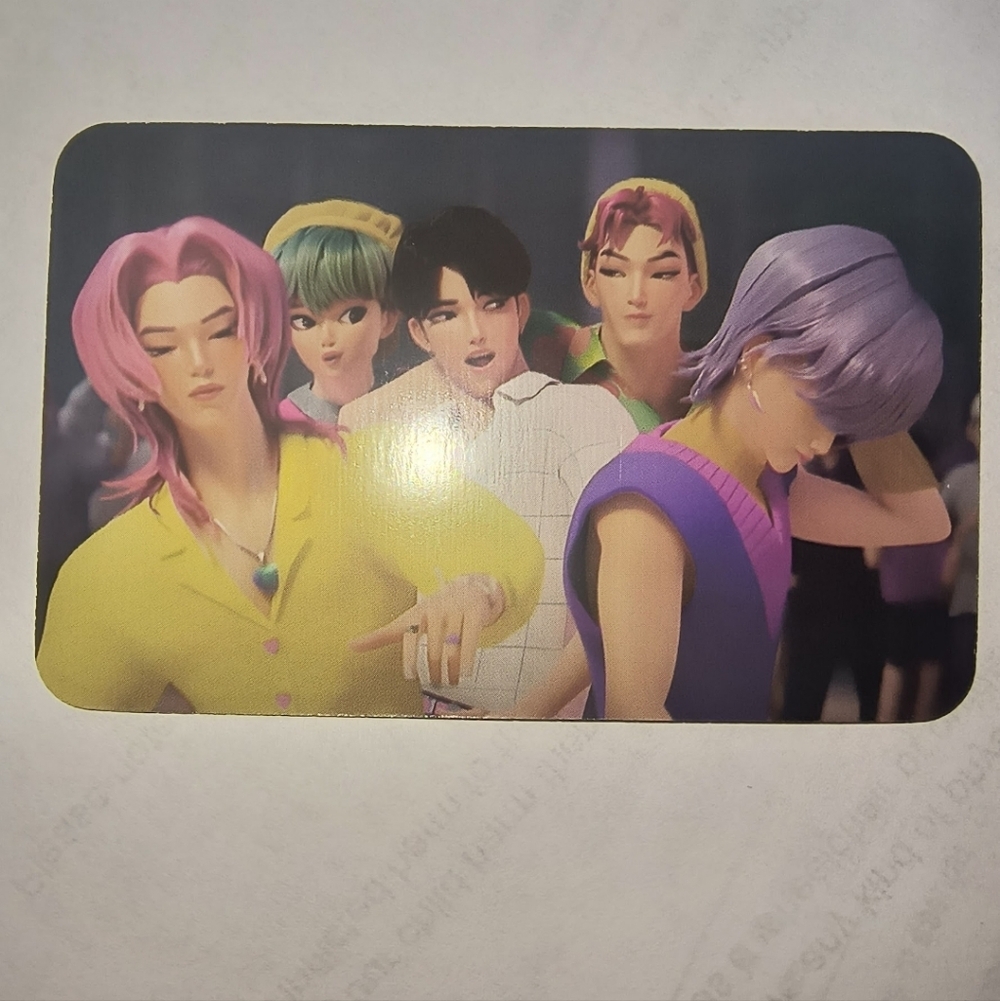 K-pop Inspired Character Collector Card Photo - Yellow, Purple, Pink